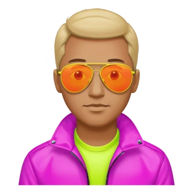 Neon theme man wearing reflective aviator sunglasses sticker