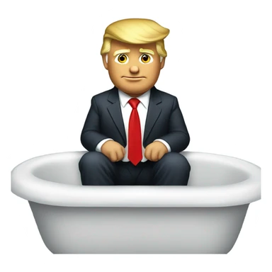 President Donald Trump wearing a suit and red tie in the bath tub sticker