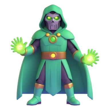 Doctor Doom with green magic energy and glowing eyes sticker