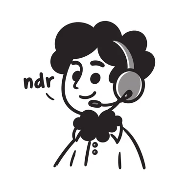 a person with black hair, brown eyes, and a black beard wearing a gaming headset saying "mdr" sticker