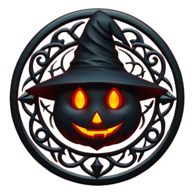 iOS emoji, dark fantasy magic seal, witch symbol, web pattern, red glow, minimal clean style, dark fantasy, dark atmosphere, black and red colors sticker