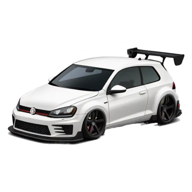 2016 VW GTI black with a rocket bunny wide-body body kit lowered on BBS wheels black sticker