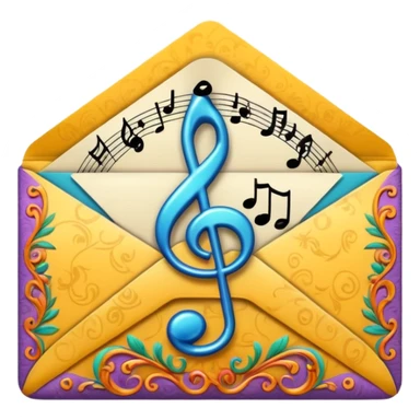 musical patterned envelope sticker