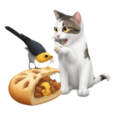 Cat eat a Bird sticker