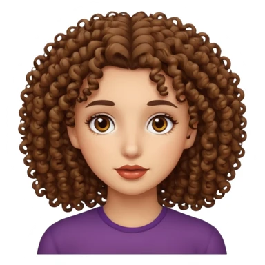 curly haired girl, brown eyes, brown brows, medium lips,  sticker