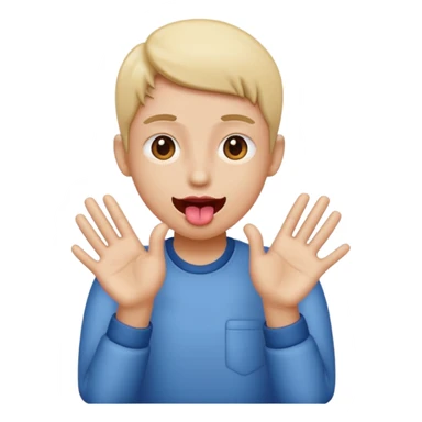 tongue out with hands on side sticker