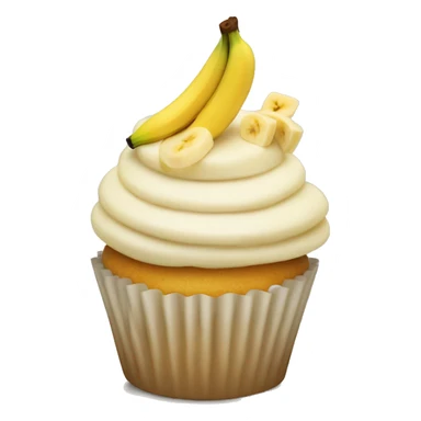 Vanilla cupcake topped with a banana slice sticker