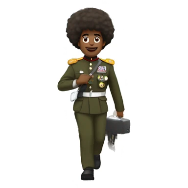 Afro dude in military outfit marching below the arc de triump sticker