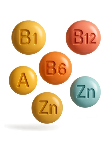 emoji stile iphone in 3d di vitamine del gruppo B, vitamina A, zinco, magnesio, iperrealistico 4k sticker