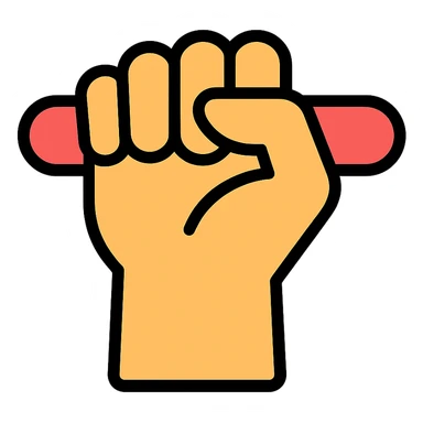 color outline icon of a hand clenching an object, emphasis on grip sticker
