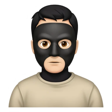 full face mask, shoulders, black hair, creepy man, 50 years old sticker