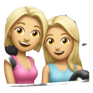 Coche rosa con dos chicas conduciendo una rubia y otra morena sticker