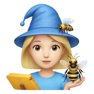 party blue hat bee sticker