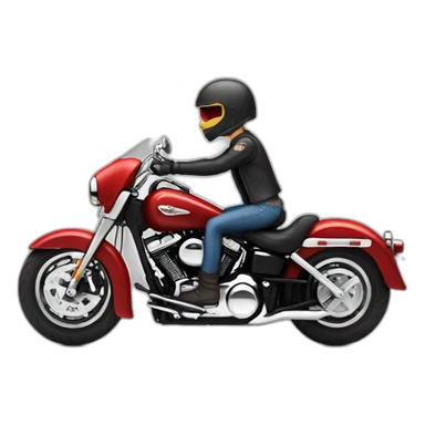 biker on red harley sticker