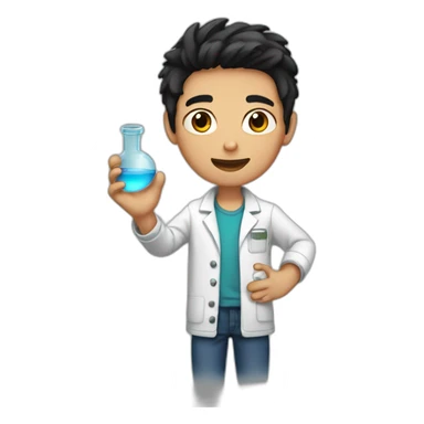 chemistry boy with black hair and his instumants on his hand sticker