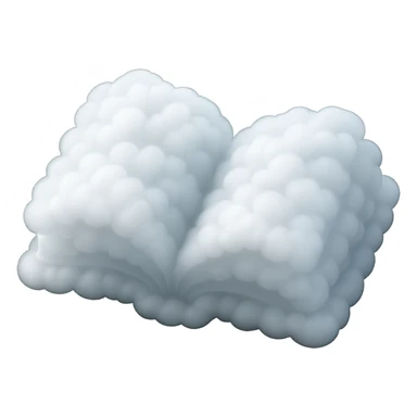 thick open book made entirely of small very bright white fluffy convex clouds, matte glass style, emphasis on volume and airiness, no background sticker