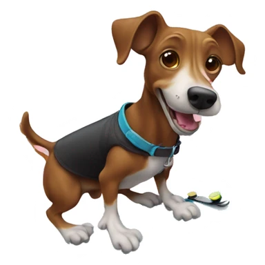 Dackel auf Snowboard sticker