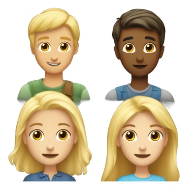 A blonde boy with his friends looking at a blonde girl and a blonde girl looking at a blonde boy  sticker