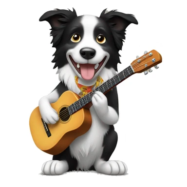 border collie playing guitar sticker