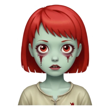 red short hair cute zombie girl with short bangs sticker