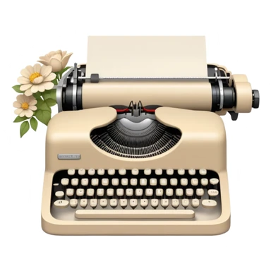 beige typewriter and flowers sticker