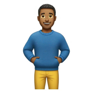 man in blue and yellow sweater sticker