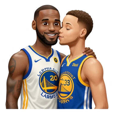 LeBron James kissing Steph curry sticker