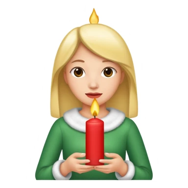 woman holding christmass candle sticker