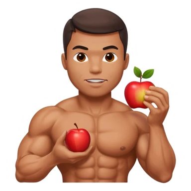 a muscle man eating apple sticker