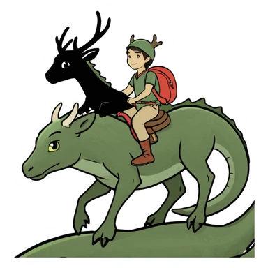 Deer riding a dragon sticker