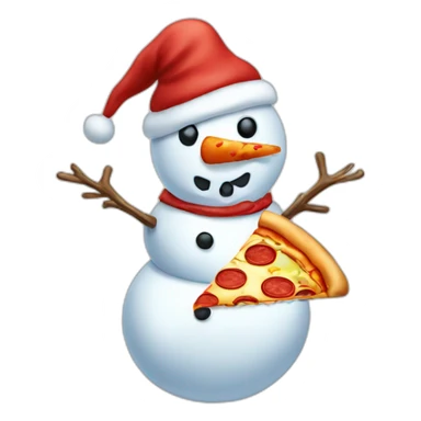 Snowman with pizza sticker
