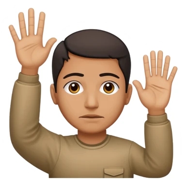 surrenders, portray an authentic 1980 Iraqi with a sad face and raised hands sticker