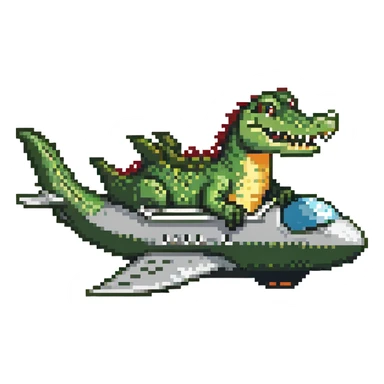 crocodile riding on an airplane sticker