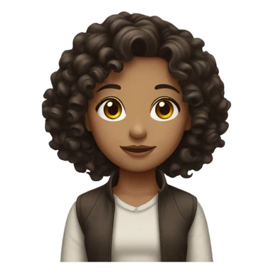 Pretty girl with dark brown curly hair white sticker