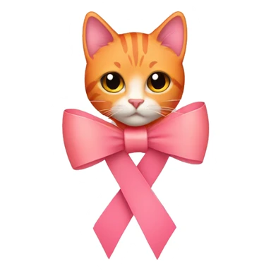 Pink ribbon with orange cat sticker