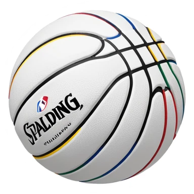 ultra minimalist white basketball, very simple Spalding and NBA branding, just a hint of colorful lines, extremely clean design sticker