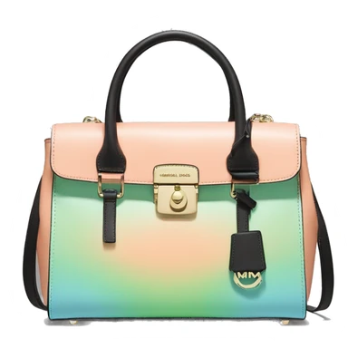 Realistic light green, light blue ,peach color ombre and black michael kors satchel purse. sticker