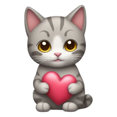 cat with heart in the arm sticker