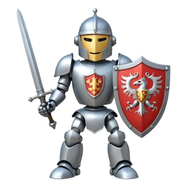 Knight Robot with a shield and sword and a crest in the chest  sticker