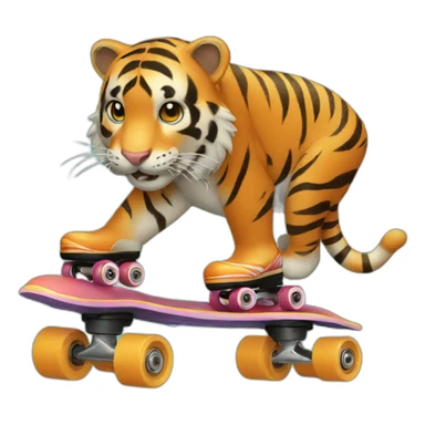 tiger on roller skate sticker