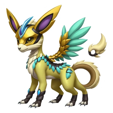 Colorful masked armored leathery scaly furry Meloetta-Manectric-Solgaleo-Raikou-Pokémon-Digimon-Fakémon-fusion-hybrid-creature sticker