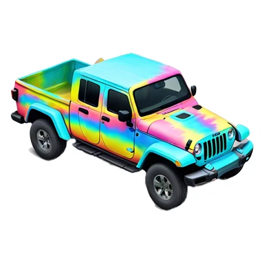 Realistic isolated pastel tie dye Jeep Gladiator truck. sticker