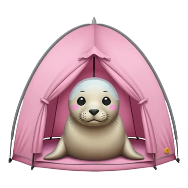 Seal in a light pink tent  sticker