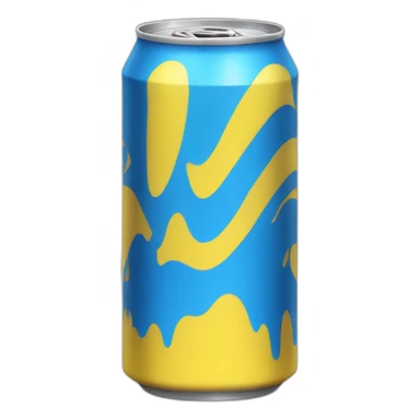 Yellow soda can with blue stripe sticker