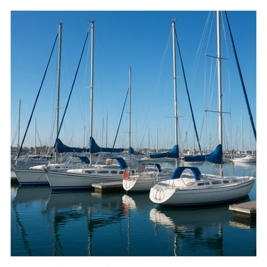 photorealistic port with sailboats, clear blue sky sticker