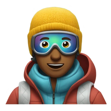 Guy wearing a beanie and goggles snow boarding sticker