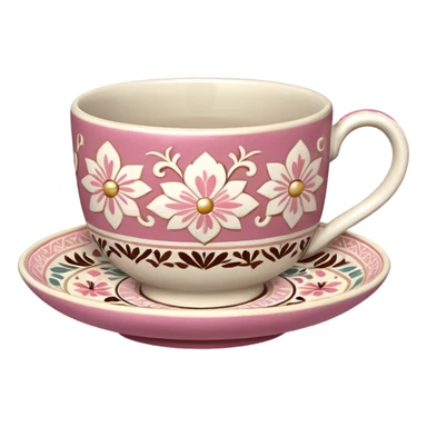 Pink white & beige Talavera tea cup sticker