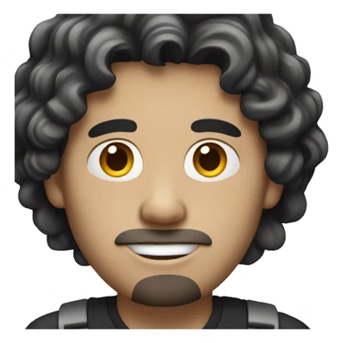 A white-skinned man with black wavy hair using a Macbook sticker