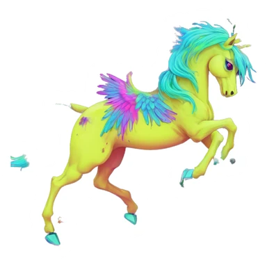 Zombie Pegasus unicorn psychedelic flowers floral groovy art neon rave raving sticker