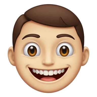 a face with a twitched eye and a super toothy smile sticker